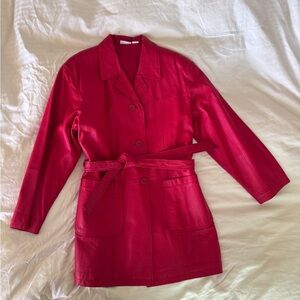 Vintage Newport news 
Red Belted Leather Jacket